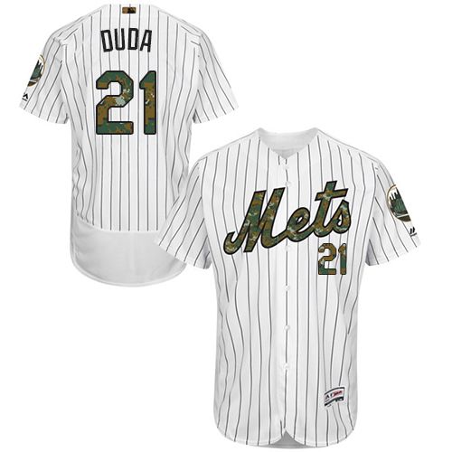Mets #21 Lucas Duda White(Blue Strip) Flexbase Authentic Collection 2016 Memorial Day Stitched MLB Jersey