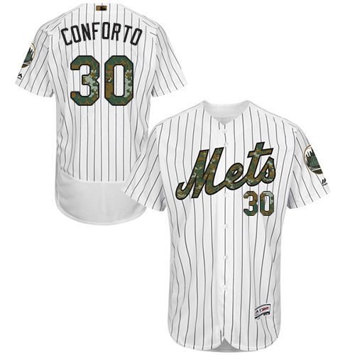 Mets #30 Michael Conforto White(Blue Strip) Flexbase Authentic Collection 2016 Memorial Day Stitched MLB Jersey