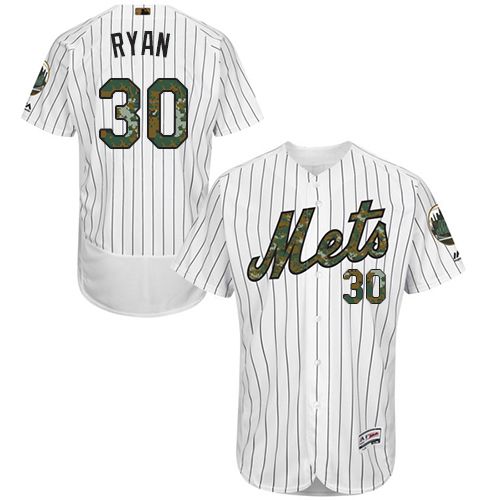 Mets #30 Nolan Ryan White(Blue Strip) Flexbase Authentic Collection 2016 Memorial Day Stitched MLB Jersey