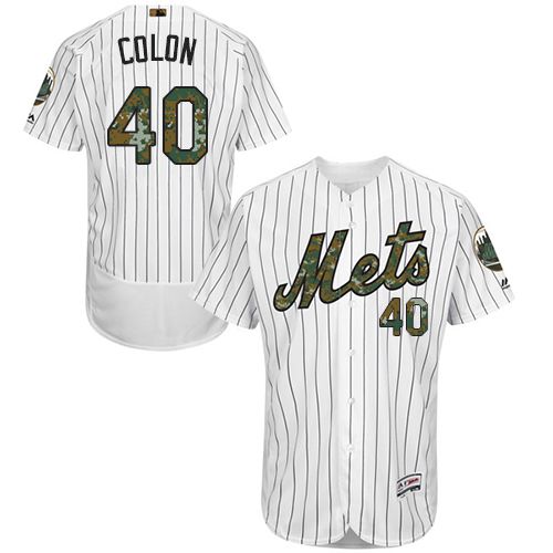 Mets #40 Bartolo Colon White(Blue Strip) Flexbase Authentic Collection 2016 Memorial Day Stitched MLB Jersey