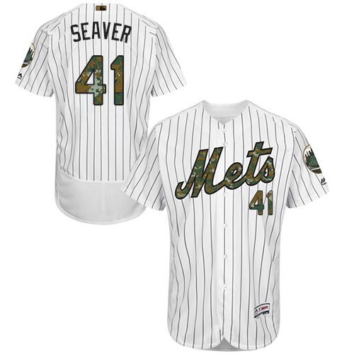 Mets #41 Tom Seaver White(Blue Strip) Flexbase Authentic Collection 2016 Memorial Day Stitched MLB Jersey