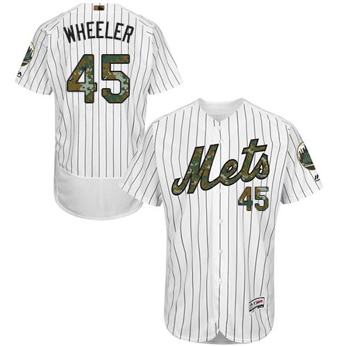 Mets #45 Zack Wheeler White(Blue Strip) Flexbase Authentic Collection 2016 Memorial Day Stitched MLB Jersey