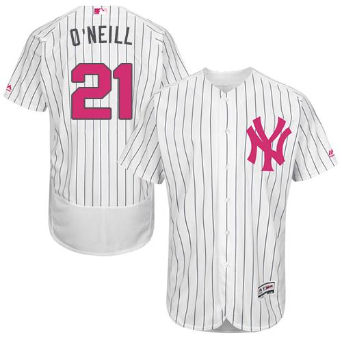 Yankees #21 Paul O'Neill White Strip Flexbase Authentic Collection 2016 Mother's Day Stitched MLB Jersey