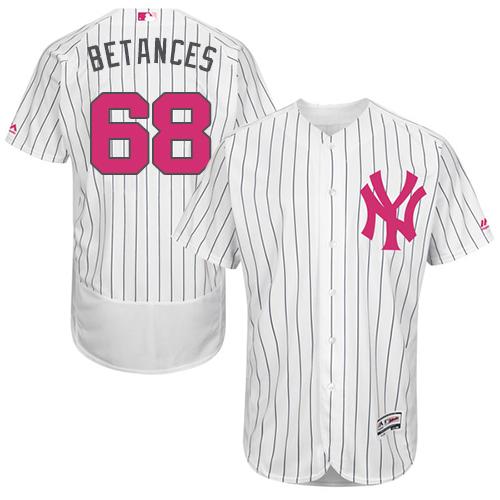 Yankees #68 Dellin Betances White Strip Flexbase Authentic Collection 2016 Mother's Day Stitched MLB Jersey