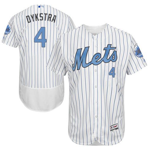 Mets #4 Lenny Dykstra White(Blue Strip) Flexbase Authentic Collection 2016 Father's Day Stitched MLB Jersey