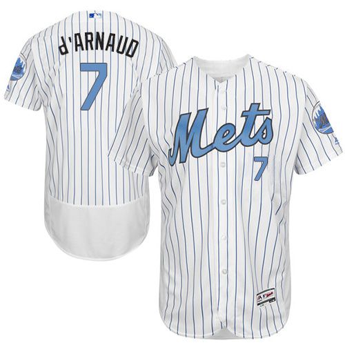 Mets #7 Travis d'Arnaud White(Blue Strip) Flexbase Authentic Collection 2016 Father's Day Stitched MLB Jersey