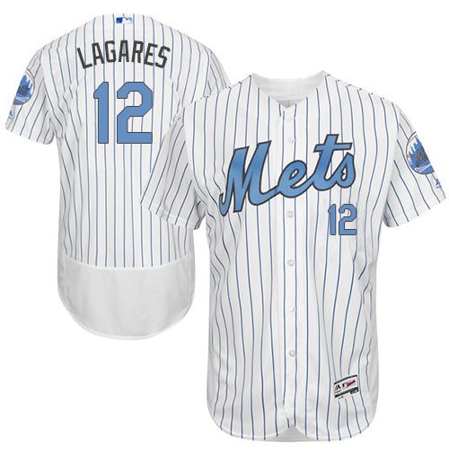 Mets #12 Juan Lagares White(Blue Strip) Flexbase Authentic Collection 2016 Father's Day Stitched MLB Jersey