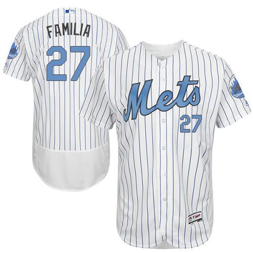 Mets #27 Jeurys Familia White(Blue Strip) Flexbase Authentic Collection 2016 Father's Day Stitched MLB Jersey