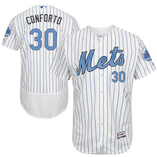Mets #30 Michael Conforto White(Blue Strip) Flexbase Authentic Collection 2016 Father's Day Stitched MLB Jersey