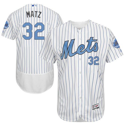 Mets #32 Steven Matz White(Blue Strip) Flexbase Authentic Collection 2016 Father's Day Stitched MLB Jersey
