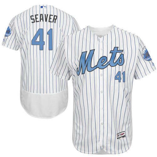 Mets #41 Tom Seaver White(Blue Strip) Flexbase Authentic Collection 2016 Father's Day Stitched MLB Jersey