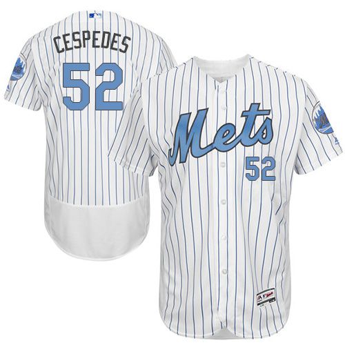 Mets #52 Yoenis Cespedes White(Blue Strip) Flexbase Authentic Collection 2016 Father's Day Stitched MLB Jersey