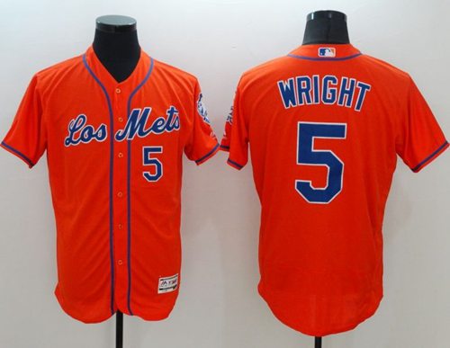 Mets #5 David Wright Orange Flexbase Authentic Collection Los Mets Stitched MLB Jersey