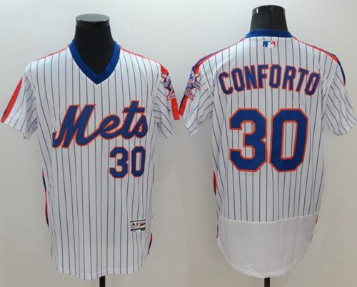 Mets #30 Michael Conforto White(Blue Strip) Flexbase Authentic Collection Alternate Stitched MLB Jersey