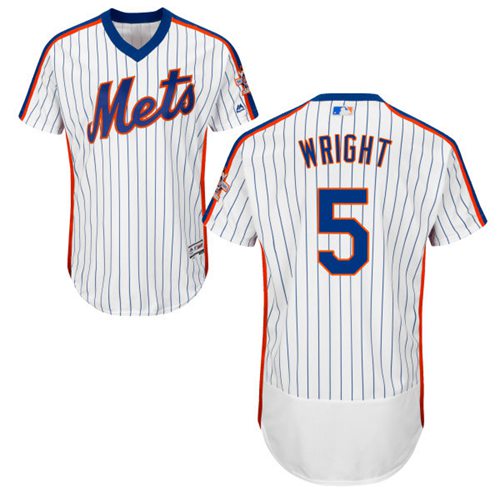 Mets #5 David Wright White(Blue Strip) Flexbase Authentic Collection Alternate Stitched MLB Jersey