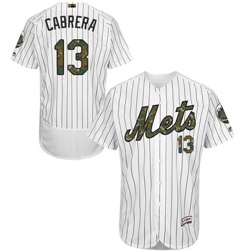 Mets #13 Asdrubal Cabrera White(Blue Strip) Flexbase Authentic Collection 2016 Memorial Day Stitched MLB Jersey