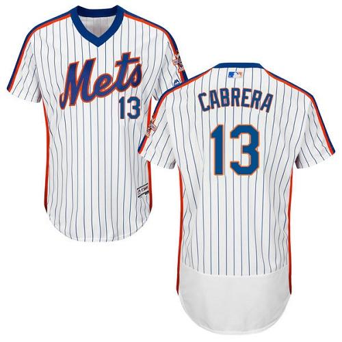 Mets #13 Asdrubal Cabrera White(Blue Strip) Flexbase Authentic Collection Alternate Stitched MLB Jersey