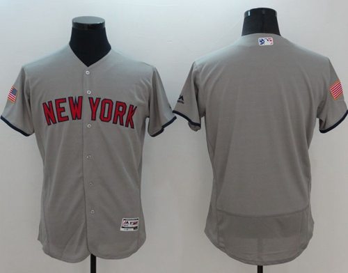 Yankees Blank Grey Fashion Stars & Stripes Flexbase Authentic Stitched MLB Jersey