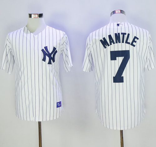Yankees #7 Mickey Mantle White Name On Back 75TH Stitched MLB Jersey
