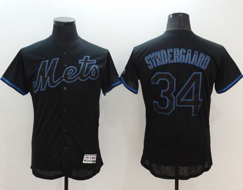 Mets #34 Noah Syndergaard Black Fashion Flexbase Authentic Collection Stitched MLB Jersey