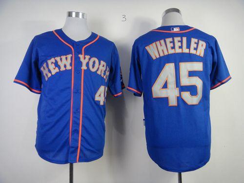 Mets #45 Zack Wheeler Blue(Grey NO.) Alternate Road Cool Base Stitched MLB Jersey
