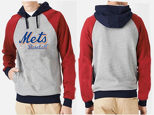 New York Mets Pullover Hoodie Grey & Red