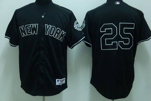 Yankees #25 Mark Teixeira Stitched Black MLB Jersey