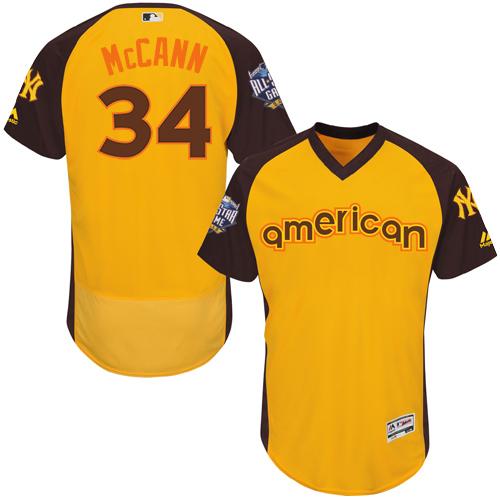 Yankees #34 Brian McCann Gold Flexbase Authentic Collection 2016 All-Star American League Stitched MLB Jersey