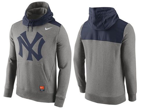 Men's New York Yankees Nike Gray Cooperstown Collection Hybrid Pullover Hoodie_1