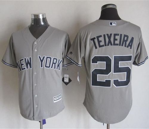 Yankees #25 Mark Teixeira Grey New Cool Base Stitched MLB Jersey
