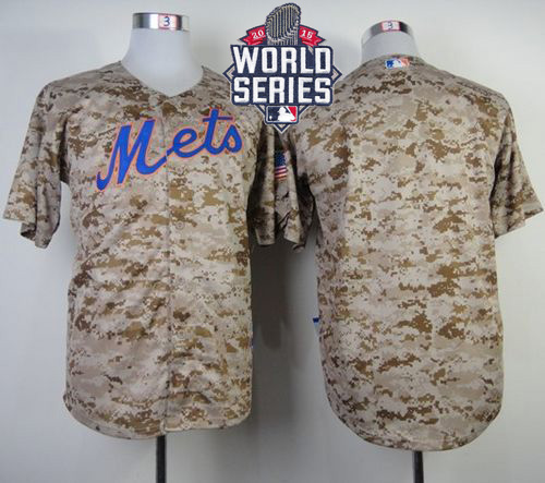 Mets Blank Camo Alternate Cool Base W/2015 World Series Patch Stitched MLB Jersey