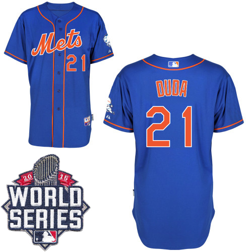 Mets #21 Lucas Duda Blue Alternate Home Cool Base W/2015 World Series Patch Stitched MLB Jersey