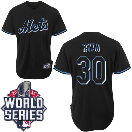 Mets #30 Nolan Ryan Black Fashion W/2015 World Series Patch Stitched MLB Jersey