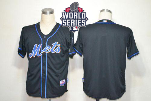 Mets Blank Black Alternate Cool Base W/2015 World Series Patch Stitched MLB Jersey