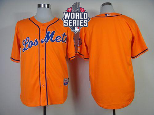 Mets Blank Orange Los Mets Cool Base W/2015 World Series Patch Stitched MLB Jersey