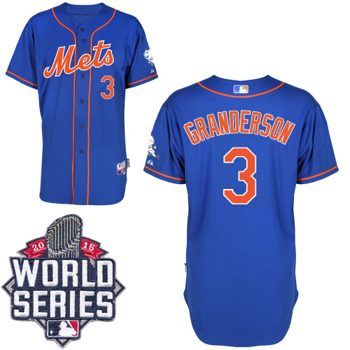 Mets #3 Curtis Granderson Blue Alternate Home Cool Base W/2015 World Series Patch Stitched MLB Jersey