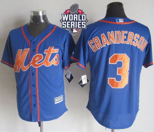 Mets #3 Curtis Granderson Blue Alternate Home New Cool Base W/2015 World Series Patch Stitched MLB Jersey