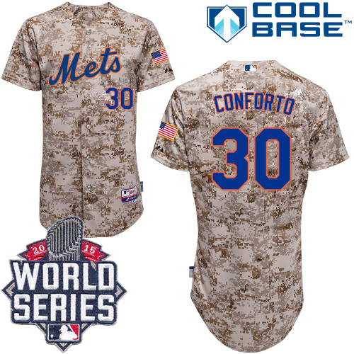 Mets #30 Michael Conforto Camo Alternate Cool Base W/2015 World Series Patch Stitched MLB Jersey
