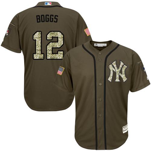 Yankees #12 Wade Boggs Green Salute to Service Stitched MLB Jersey