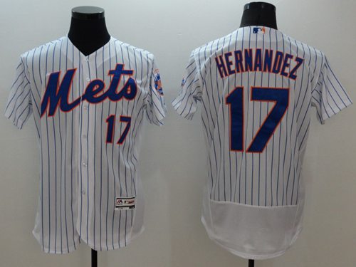 Mets #17 Keith Hernandez White(Blue Strip) Flexbase Authentic Collection Stitched MLB Jersey
