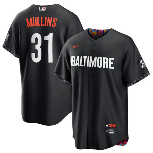 Men's Baltimore Orioles #31 Cedric Mullins Black 2023 City Connect Cool Base Stitched Jersey