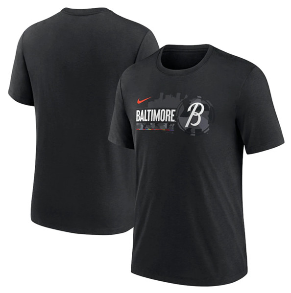 Men's Baltimore Orioles Black 2023 City Connect Tri-Blend T-Shirt