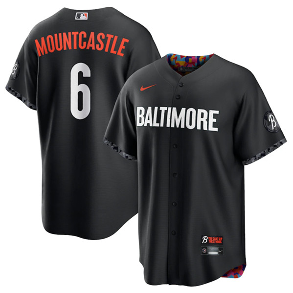 Men's Baltimore Orioles #6 Ryan Mountcastle Black 2023 City Connect Cool Base Stitched Jersey