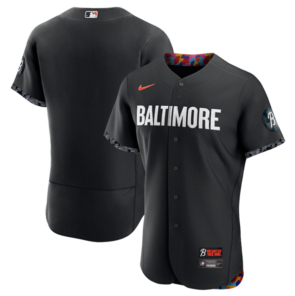 Men's Baltimore Orioles Blank Black 2023 City Connect Flex Base Stitched Baseball Jersey