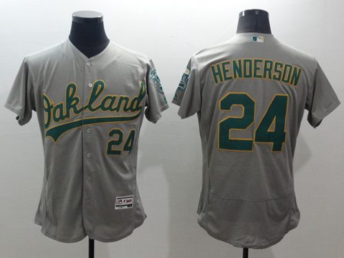 Athletics #24 Rickey Henderson Gray Flexbase Authentic Collection Stitched MLB Jersey