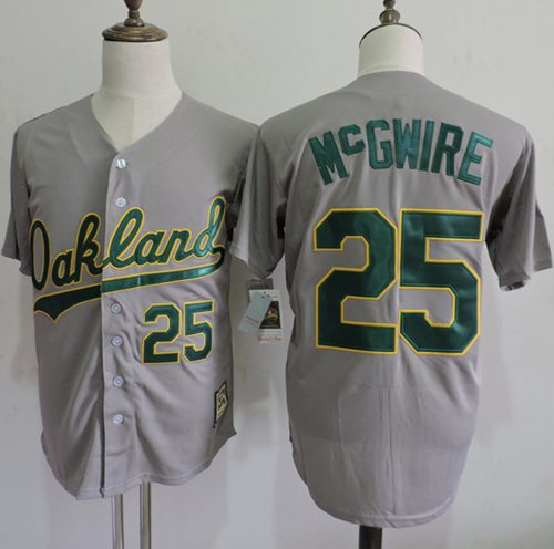 Mitchell And Ness Athletics #25 Mark McGwire Grey Throwback Stitched MLB Jersey
