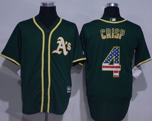 Athletics #4 Coco Crisp Green USA Flag Fashion Stitched MLB Jersey