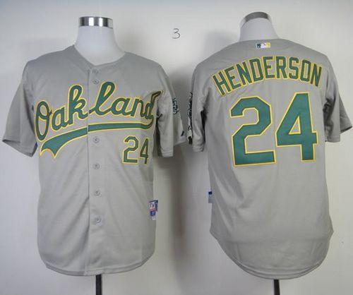 Athletics #24 Rickey Henderson Gray Cool Base Stitched MLB Jersey