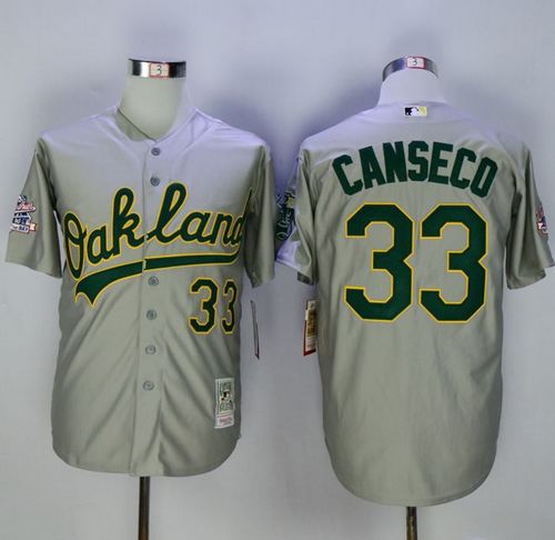 Mitchell And Ness Athletics #33 Jose Canseco Grey Throwback Stitched MLB Jersey