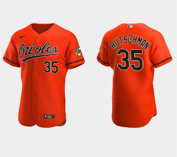 Men's Baltimore Orioles #35 Adley Rutschman Orange Flex Base Stitched Baseball Jersey
